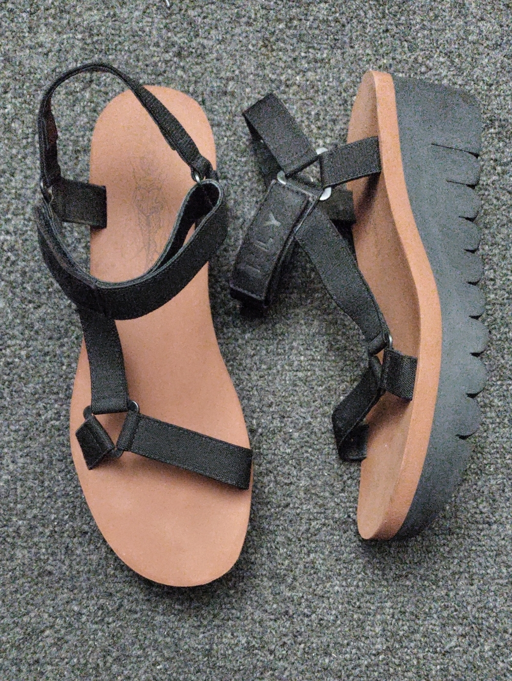 Fly London Black Strappy Platform Sandals